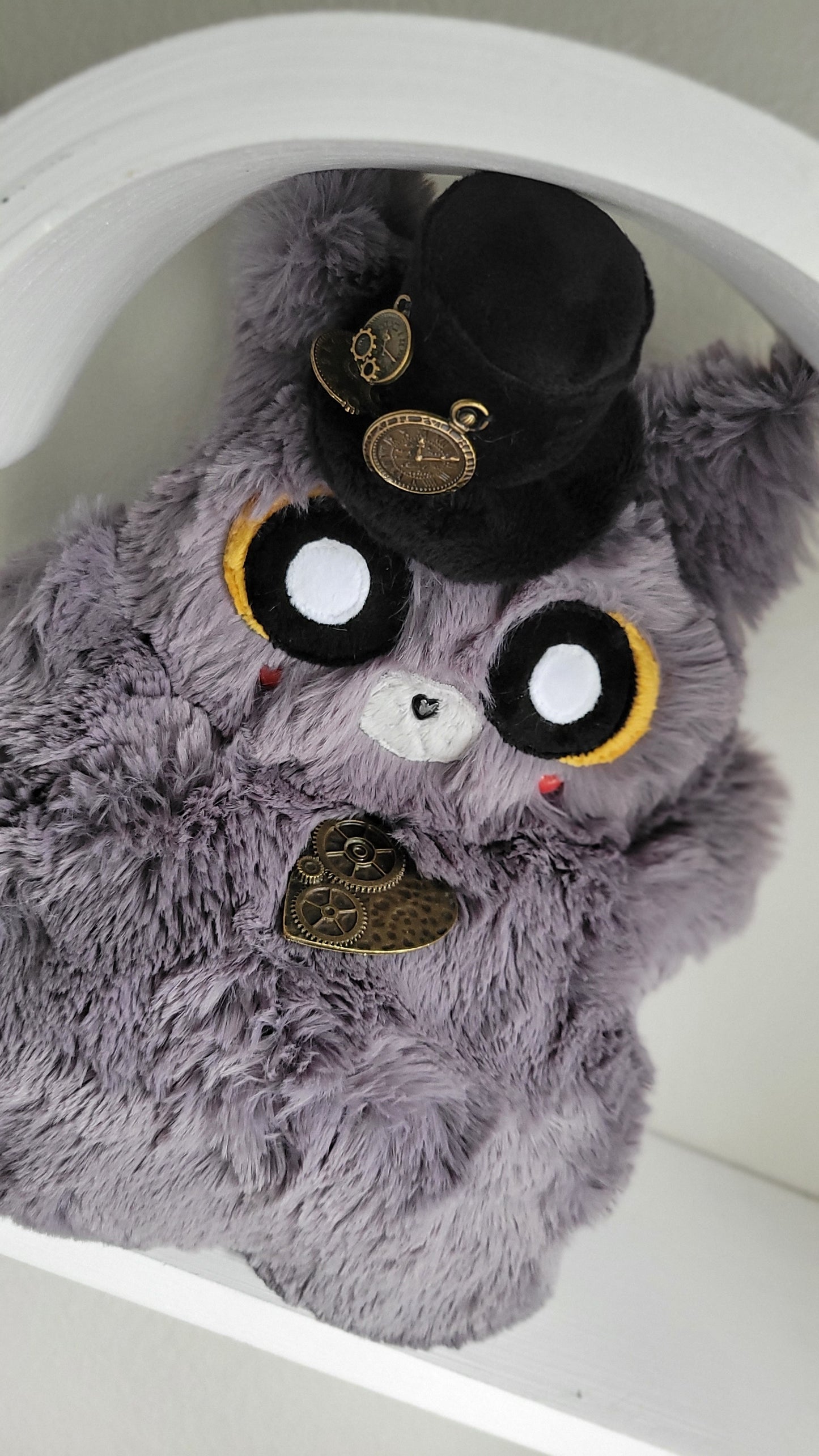 Ash the Mini 7.5" Gray Steampunk Kitty