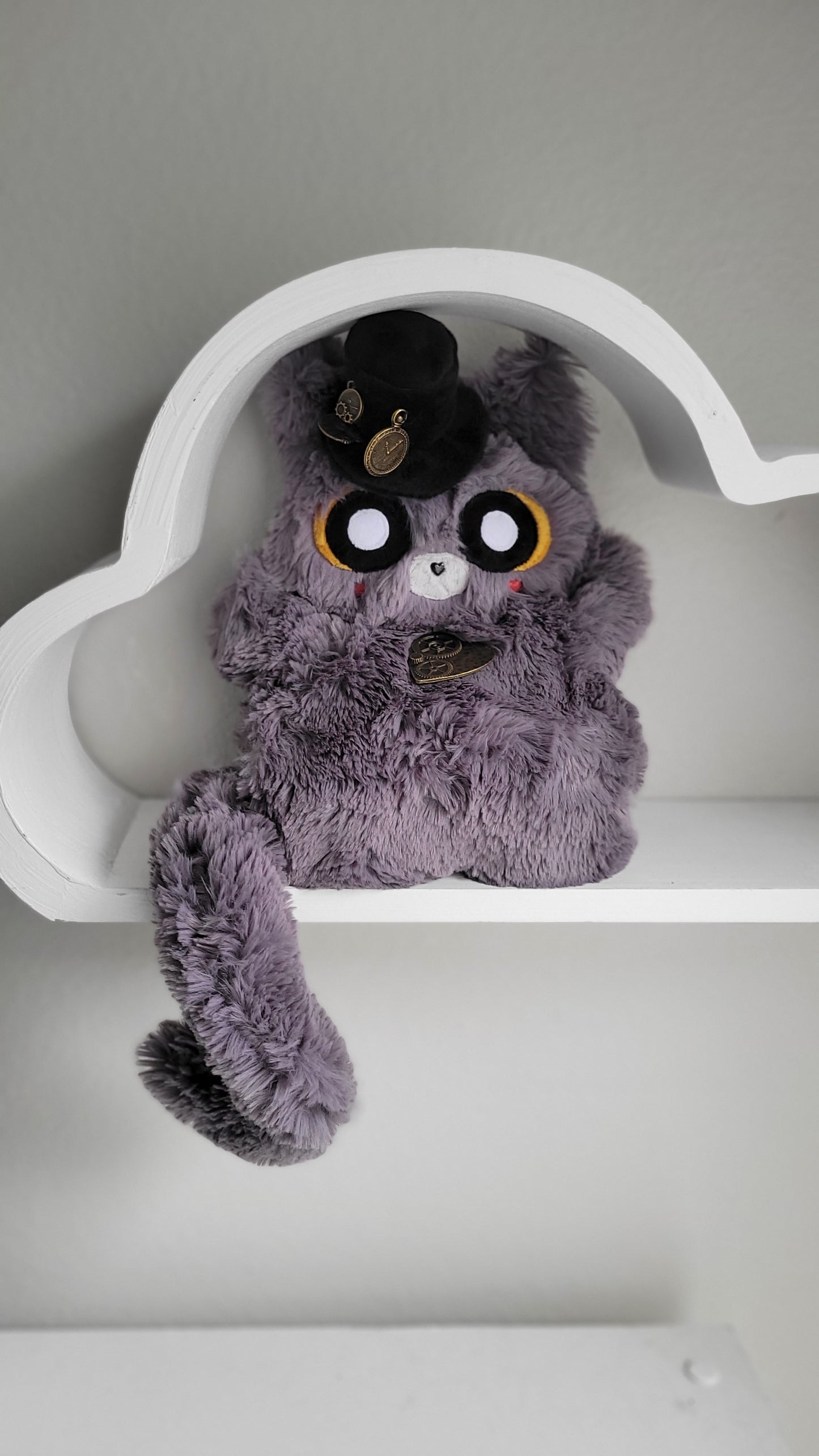 Ash the Mini 7.5" Gray Steampunk Kitty