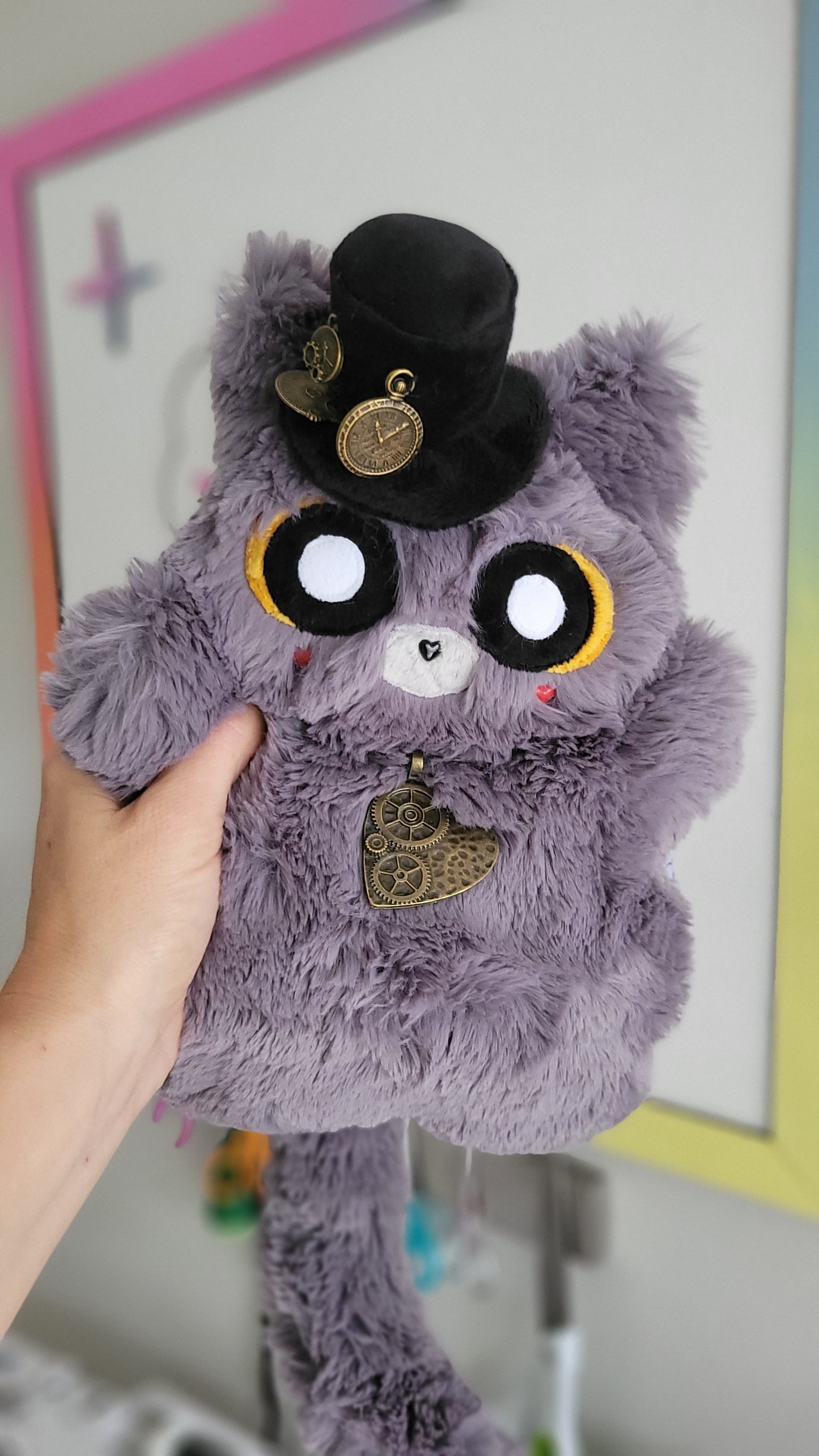 Ash the Mini 7.5" Gray Steampunk Kitty